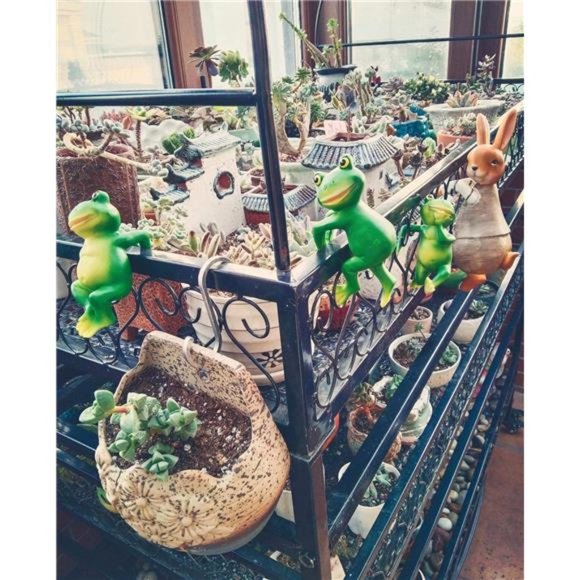 Set of 3 Cute Frog Figurines Hanging Animal Statue -Resin, Gardeing (3 frogs) - Picture 5 of 6